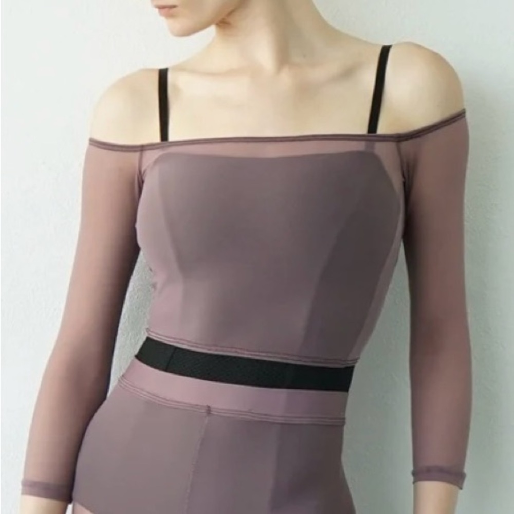 NWT: Meshie Off-Shoulder Crop Top in Amethyst - SM